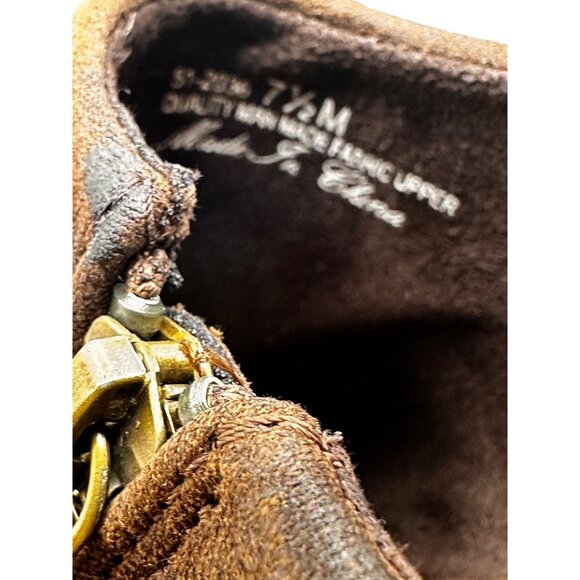 Belle Vita Size 7.5M  Faux Suede Slip On Ankle Boots Side Zipper Brown - Picture 7 of 13